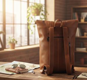 Industrial Strength Leather <b>Roll</b> Top Rucksack Scratch Resistant Laptop Bag For Bulk Export LTBP-0234 - Product Image 4