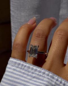 Custom 5 Ctw Emerald Cut Lab Grown Diamond Engagement <b>Ring</b> 10K 14K 18K Solid Gold Prong <b>Solitaire</b> Jewelry Manufacturer Wholesale - Product Image 4