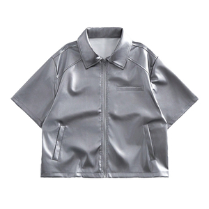 Satin Bomber Jacket <b>Box</b> Fit Winter Stand Collar Zipper Front Solid Color Casual Eco-Friendly Breathable High Quality Finished - Product Image 1