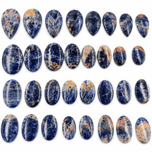 ARTS JEWELS Paire assortie de saphirs naturels cabochons en gros |   Pierre précieuse bleue en vrac, taille ovale/poire, taille libre, effet de couleur, sans trou - Product Image 6