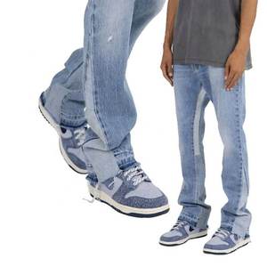 Breathable Casual Men's <b>Jeans</b> Pants with Straight Pattern <b>Elastic</b> <b>Waist</b> Wider Leg Openings-Great Wearing Comfort Sale - Product Image 2