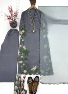 Vestido Abaya de Seda Bordado con Cuello en V y Estampado Floral para Mujer, Elegante, Holgado, para Otoño - Product Image 2