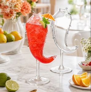 Transparent Borosilicate Coupe <b>Glass</b> Seahorse Shape <b>Cocktail</b> <b>Glasses</b> 360ml Capacity Easy Clean Lightweight <b>Set</b> 2 for Party Use - Product Image 1