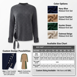 Custom OEM ODM Urban Sets Elegant Long Sleeve Tie-Side Top and Matching Midi <b>Skirt</b> Outfit - Product Image 2