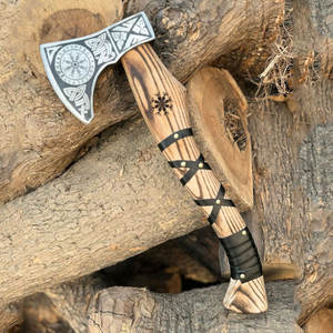 ขวานไวกิ้งทำมือ ขวานนอร์ดิกมีด้ามไม้ ด้ามจับทำจากไม้  เครื่องมือแบบดั้งเดิมของชาวนอร์ส สำหรับตั้งแคมป์ ล่าสัตว์ และกิจกรรมเอาตัวรอดในป่า - Product Image 1