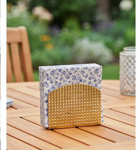 Handmade Glam Gold <b>Metal</b> Tissue Box With Elegant <b>Grid</b> Pattern Perfect For Stylish Home And Kitchenware Accessory Decor - Product Image 3