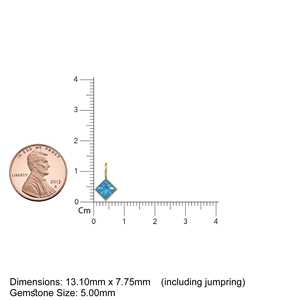 Colgante de Topacio Azul Suizo de 5mm en Oro Amarillo Sólido de 14k con Engaste para Joyería / Piedra de Nacimiento de Noviembre / Corte Princesa Azul - Product Image 2