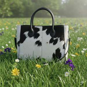 Sac fourre-tout en cuir véritable de vachette à poils, style créateur, tendance, fait main pour femme, usage quotidien, fermeture éclair, vente en gros LHTB-0128 - Product Image 5