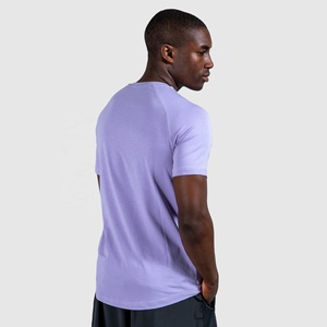 Camiseta de Algodón Morado Sólido de la Mejor Calidad para Hombre, Corte Regular, Cuello Redondo, Manga Corta, Informal, Tejido de Punto, Transpirable, Lisa - Product Image 3