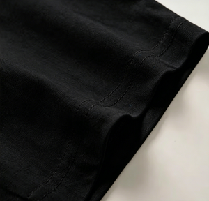 T-shirt à manches courtes en coton 200g pour homme et femme, couleur unie noir et blanc, logo personnalisé - Product Image 3
