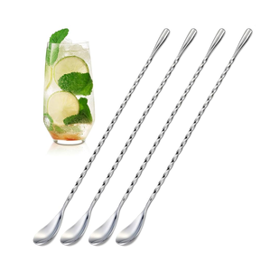 Cuchara de Barra de Acero Inoxidable con Mango Largo Retorcido, Cuchara para Coctelería con Logotipo Personalizado para Regalo - Product Image 2