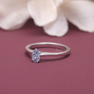 IGI Certified Lab Grown Diamond Ring Solid 925 Sterling Silver Blue Pear Cut Solitaire Engagement Ring for Women - Product Image 6