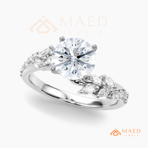 925 Sterling Silver Round Cut Moissanite Engagement Ring Leaf Vine Wedding Band Luxury Bridal Jewelry USA Gift - Product Image 6