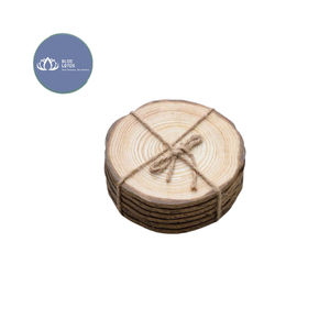 Posavasos de madera natural Glory con asa, forma pulida fina, para escritorio de oficina y mesa de comedor - Product Image 1