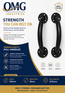 Black <b>Door</b> <b>Pull</b> <b>Handles</b> Modern Design Easy Installation Right-Handed for Home Office Bathroom Kitchen Use with 1 Year Warranty - Product Image 4