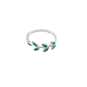 Anillo Abierto de Plata de Ley 925 con Diseño Artístico de Hoja Fresca, Joyería Coreana Moderna para Mujer, Uso Diario, Regalo o Aniversario - Product Image 1