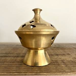 Handcrafted Brass Incense Burner With Carved Design Aromatic <b>Diffuser</b> All Season Use - Product Image 2
