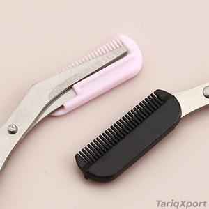Tijeras de belleza de acero inoxidable con peine y cuchilla recta de punta afilada para recortar cejas y maquillaje - Product Image 3