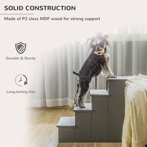 Scaletta per Cani di Piccola Taglia con Copertura Imbottita Grigia per Raggiungere Divani e Letti Alti - Cucce e Mobili per Animali Domestici - Product Image 6