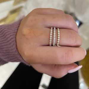 Wholesale 14k Gold Round Cut Lab Grown Diamond Half Eternity Wedding Band <b>Ring</b> 0.33 Carat Scalloped <b>Stacking</b> Band Factory Price - Product Image 4
