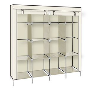 Armadio Portatile Beige da 67 Pollici con 12 Ripiani e 4 Tasche Laterali per la Conservazione dei Vestiti - Product Image 5