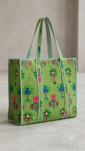 Cotton Embroidery <b>Quilted</b> Storage Tote <b>Bags</b> Traditional Indian Embroidered <b>Bags</b> With Small Cosmetic Pouches For Womens - Product Image 2