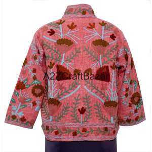 Chaqueta Bomber con Bordado Floral a Mano, 100% Algodón Tejido, Transpirable, Informal, para Fiestas de Invierno/Primavera - Product Image 4