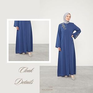 Abaya respirante à imprimé fantaisie, broderie tendance, longue manche, longueur ras du sol, personnalisable, pour femme adulte, style Dubaï - Product Image 4