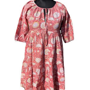 Robe imprimée en blocs de main rose tuniques indiennes imprimées en blocs robe à la main robe longue en coton indien robe imprimée indienne - Product Image 1