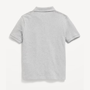 Polo en coton gris chiné pour uniforme scolaire enfant avec impression de logo - Product Image 3