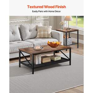 41.3 industriale tavolino da salotto 3 pezzi mobili da soggiorno facile montaggio con estremità quadrata tavoli laterali in metallo gambe per ufficio - Product Image 3