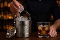 Seau à glace en acier inoxydable au design moderne, motif floral, capacité 5L, pour refroidir le vin, la bière, les boissons, service hôtelier, restaurant