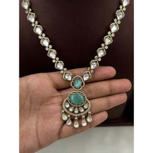 <b>Indian</b> Ethnic Samyukta Premium Victorian Bridal Necklace <b>Set</b> with CZ Earrings - Product Image 2