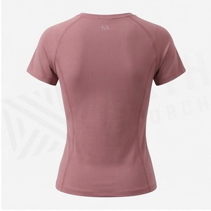 Haut de yoga à manches courtes et col rond pour femme North Approach, rose uni, anti-transpiration, respirant, séchage rapide, vêtements de sport - Product Image 2
