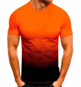 เสื้อยืดคอกลมแขนสั้นสีดำไล่เฉดสีสำหรับผู้ชาย ทรงเข้ารูป สวมใส่สบาย ระบายอากาศได้ดี ผลิตจากผ้าฝ้ายเจอร์ซีย์ถัก - Product Image 4