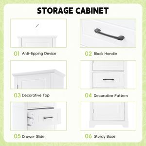 Mobiletto Alto da Bagno Autoportante con Due Ante Regolabili, Design con Ripiani in MDF - Product Image 6