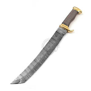 Nueva Edición, Cuchillo de Caza Tanto de Acero de Damasco Hecho a Mano de 18.5 Pulgadas, Cuchillo de Supervivencia para Campismo al Aire Libre, Hoja Fija Afilada de Colección - Product Image 1