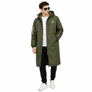 Parka de bain personnalisée à capuche, imperméable, avec doublure en polaire douce, longue robe de change pour piscine, plage, activités de surf - Product Image 1