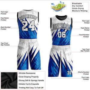 Ensemble de maillots de basket-ball personnalisés imprimés par transfert thermique, unisexe, respirant, débardeur en mesh, short, imprimé géométrique sur le devant, polyester/coton - Product Image 5