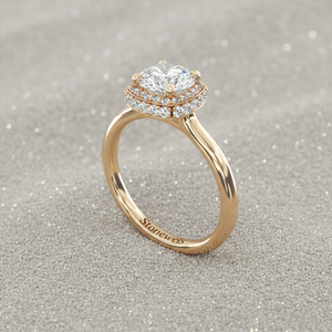 Anillo de compromiso Stonewels con diamante cultivado en laboratorio, halo, oro rosa de 14K, corte cojín vintage, engaste de púas certificado, joyería personalizada - Product Image 3