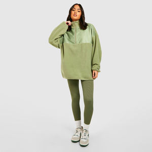 Sweat-shirt unisexe à col montant zippé 1/4, grande taille, en polaire brodé, délavé, couleur unie, pour homme et femme, collection automne - Product Image 1