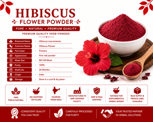 ผงดอกชบาคุณภาพเยี่ยม Hibiscus Sabdariffa สำหรับผมและผิว สมุนไพรอายุรเวท เกรดเครื่องดื่ม บรรจุภัณฑ์ขนาดใหญ่ รับผลิตแบบ OEM ได้รับการรับรองมาตรฐาน GMP จากอินเดีย - Product Image 3