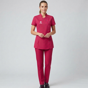 Uniforme de Trabajo para Mujer, Estilo Túnica, Color Rosa, para Spa, Peluquería, Salón de Belleza, Uniformes Médicos para Masajes, Terapeutas de Uñas, Clínicas Dentales y Doctores - Product Image 1