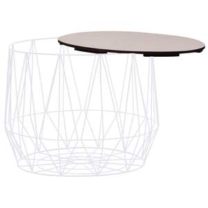 Set di 2 tavolini da caffè bianchi in metallo e compensato con contenitore di medie dimensioni, design elegante - Product Image 4