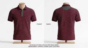เสื้อโปโลชายสีแดงเบอร์กันดี ลายจุด แขนสั้น ผ้าฝ้ายอ๊อกซ์ฟอร์ด ดีไซน์ลำลอง ระบายอากาศได้ดี - Product Image 2