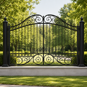 Barrières en fer forgé noir, clôtures décoratives de jardin, barrières métalliques extérieures, fournisseur en gros - Product Image 4