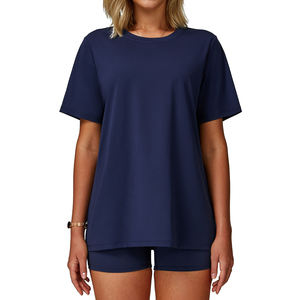 Custom Drop Shoulder T-Shirt Women Streetwear Cotton <b>Dress</b> Plain Women's T-Shirts Long for <b>Loose</b> Oversized Tshirt Women - Product Image 6
