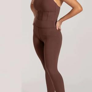 Top Quality Customized Women Brown Color Stretchable Leggings For Sale Women Yoga Leggings Pants Yoga <b>Tight</b> Leggings for Women - Product Image 2