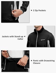 Conjunto Deportivo para Hombre Spenta, Chaqueta Negra con Cuello Alto y Bolsillos con Cremallera, Pantalones con Cordón Ajustable, Corte Regular, Estilo Deportivo - Product Image 6