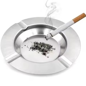 Premium Finish Metal Ashtray Deep Bowl Cigarette Ash Holder Wind Guard Outdoor Indoor Smoking <b>Table</b> Use - Product Image 3